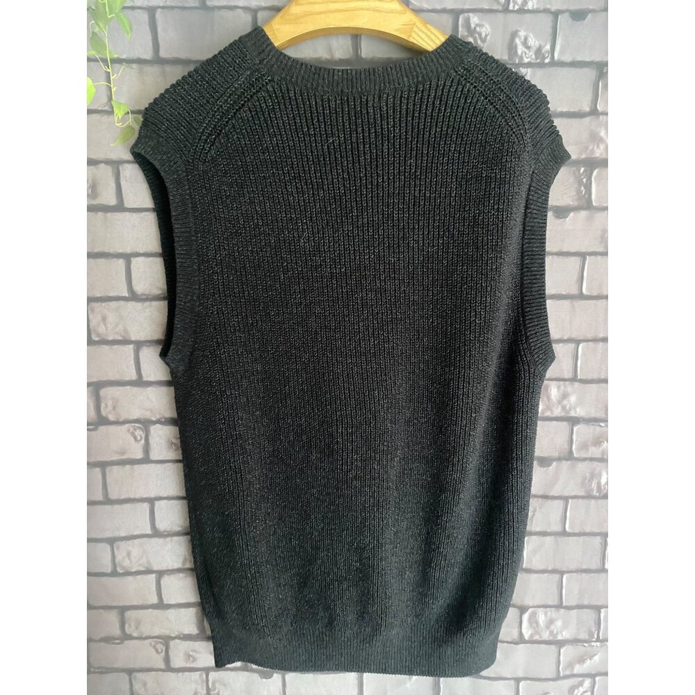 Uniqlo Charcoal Chunky Knit Crew Neck Sweater Vest M - Picture 3 of 4